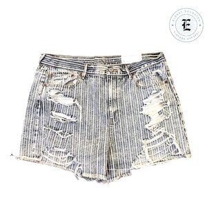 American Eagle High Rise Striped Denim Shorts | Size 16 NWT